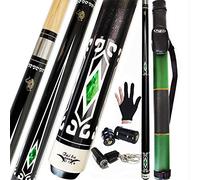 Tai ba cues 2-Piece Pool cue Stick + Hard Case, 13mm Tip, 58", Hardwood Canadian Maple Professional Billiard Pool Cue Stick 18,19,20,21,22 Oz Pool Stick (Selectable)-Blue, Black, Red, Gray, Green