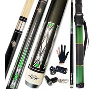 Tai ba cues 2-Piece Pool cue Stick + Hard Case, 13mm Tip, 58", Hardwood Canadian Maple Professional Billiard Pool Cue Stick 18,19,20,21,22 Oz Pool Stick (Selectable)-Blue, Black, Red, Gray, Green