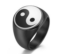 Tai Chi Bagua Diagram Titanium Steel Ring, Men's Tai Chi Bagua Diagram Stainless Steel Ring