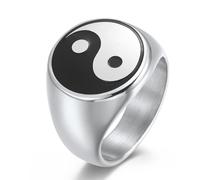 Tai Chi Bagua Diagram Titanium Steel Ring, Men's Tai Chi Bagua Diagram Stainless Steel Ring