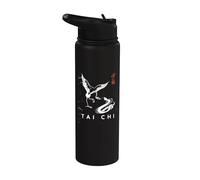 Tai Chi Calligraphy/Snake Vs Crane Chinese Art Design Stainless Steel Insulated Water Bottle