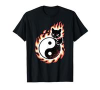 Tai Chi Cat Yin Yang Fire Black Kitten Funny Cats T-Shirt