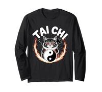 Tai Chi Cat Yin Yang Flower of Life Martial Arts Kitten Long Sleeve T-Shirt