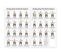 Tai Chi Chair Exercise Chart, 16x10 Inch Tai Chi Chair Workouts Poster for Seniors and Beginners, Seated Tai Chi Exercises Canvas Wall Art for Home Gym, Living Room, Bedroom Decor