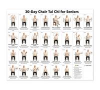Tai Chi Chair Exercise Chart, 18x12 Inch Tai Chi Chair Workouts Poster for Seniors and Beginners, Seated Tai Chi Exercises Canvas Wall Art for Home Gym, Living Room, Bedroom Decor (White cloth)