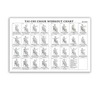 Tai Chi chair practice poster, suitable for beginners and the elderly to practice sitting postures; canvas wall painting; suitable for decorating living rooms, bedrooms (Unframed-B, 18" L x 12" W)