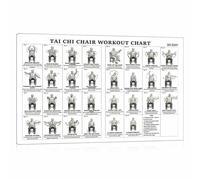 Tai Chi chair practice poster, suitable for beginners and the elderly to practice sitting postures; canvas wall painting; suitable for decorating living rooms, bedrooms (Wrapped Canvas-A, 18"L x 12"W)