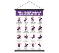 Tai Chi Chair Workout Chart for Seniors, 16 x 24 Inch Chair Yoga Posters | 16 Seated Movements Wall Chart for Beginners for Balance, Flexibility, Mobility and Relaxation, Easy to Roll Up and Store