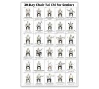 Tai Chi Chair Workout Chart for Seniors Seated Exercises Guide Canvas Wall Art Sitting Tai Chi Routine Poster for Home Gym Living Room Decor Low Impact Mindful Movement for Beginners Elderly (A, 24"L