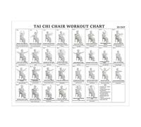 Tai Chi Chair Workout Chart Poster 12x18 Inch Foldable Canvas Exercise Guide Wall Art for Home Gym Office Studio Living Room Bedroom Decor for Women
