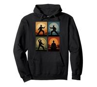 Tai Chi Collage Retro Sunset Spiritual Wellness Martial Arts Pullover Hoodie