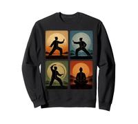 Tai Chi Collage Retro Sunset Spiritual Wellness Martial Arts Sweatshirt