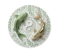 Tai Chi Koi Fish Willow Green Tree Metal Tin Sign
