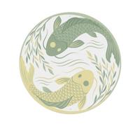 Tai Chi Koi Fish Willow Tree Water Harmony Classic Metal Tin Sign Plaque Wall Decor for Cafe, Man Cave, Club Bar, Office, Home Garden Round Metal Poster 8x8Inch