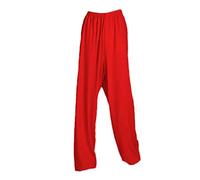 Tai Chi Loose Uniform Cotton and Linen Clothing Wing Chun Shaolin Kung Fu Training Pants,Red,L