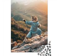 Tai Chi Master Kitty 1000-Piece Adult Jigsaw Puzzle, 70x50cm/1000pcs; Clean White Cardboard for Sorting; Screen-free Family Time at Home