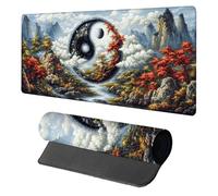 Tai Chi Mouse Mat, Mouse Pad 800x400x3mm, Desk Mat Large, XXL Gaming Mousepad, Desk Accessories Keyboard Pad, Office Accessories Gaming Mousemat, for PC Laptop Office Large Mousemat, White 1-4966