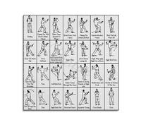 Tai Chi Movements Poster - Complete 24 Form Yang Style Reference Chart, Unframed Wall Decor for Practice Room, Office, Dojo(Unframed,08x12inch(20x30cm))