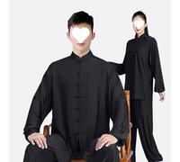 Tai Chi Service Suit Chinese Style Traditional Martial Arts Kung Fu Classic Tangzhuang Long Sleeve Shirt Trousers Training Uniform Spring Autumn Leisure Clothing Linen Suit