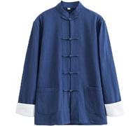 Tai Chi Suits Men Tai Chi Clothing Chinese Traditional Long Sleeve Tang Suit, Cotton Linen Kung Fu Clothing Tops Traditional Ancient Costume Martial Arts Suit Taichi Shirt