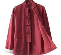Tai Chi Suits Men Tai Chi Clothing Chinese Traditional Long Sleeve Tang Suit, Cotton Linen Kung Fu Clothing Tops Traditional Ancient Costume Martial Arts Suit Taichi Shirt