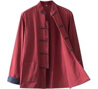 Tai Chi Suits Men Tai Chi Clothing Chinese Traditional Long Sleeve Tang Suit, Cotton Linen Kung Fu Clothing Tops Traditional Ancient Costume Martial Arts Suit Taichi Shirt