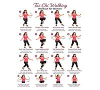 Tai Chi Walking Chart for Seniors, Beginners and Office Workers, Balance Improvement and Stress Relief Practice Chart, Gentle Exercise for Daily Mindfulness, Home Gym and Office Use