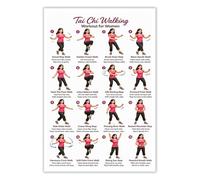 Tai Chi Walking Exercise Poster for Adults, Beginners & Seniors, Mindfulness Qigong Guide Wall Art, Daily Stretching Routine Chart for Home Gym, Tai Chi Workout Poster (1PC)