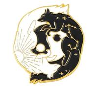 Tai Chi Yin Yang Animal Pin - Cat Fish Wolf Fox Brooch, Klein, Non-precious metal