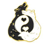 Tai Chi Yin Yang Animal Pin - Cat Fish Wolf Fox Brooch, Klein, Non-precious metal