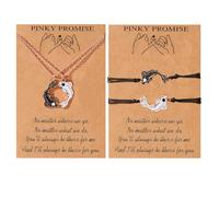 Tai Chi Yin Yang Pendant Necklace Set Lucky Black White Fish Charm Bracelet for Women Men My Best Friends Jewelry Gift, metal, no gemstone