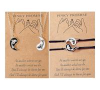 Tai Chi Yin Yang Pendant Necklace Set Lucky Black White Fish Charm Bracelet for Women Men My Best Friends Jewelry Gift, metal, no gemstone