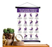 Tai Ji Chair Exercise Chart 16 Poses Clear-Print Instructional Foldable