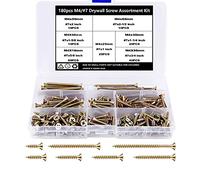 TAIANJI 180 PCS Wood Screw Assortment M4 Screws Phillips Flat Head Tapping Screws Rust Resistant Wood Screws Self Tapping Wood Screws for Drywall, Furniture etc(15mm 20mm 25mm 30mm 40mm 50mm 60mm)