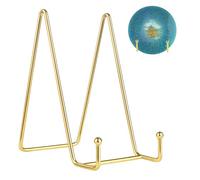 TAIANJI 2 Pcs Plate Stands For Display, Metal Display Stand 6 inch Picture Frame Holder Decorative Tabletop Plates, Gold