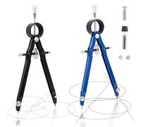 TAIANJI 2 Pcs Professional Compass with Lock 10 Inches Diameter Geometry Compass, Drawing Lock Screws and Lead Refills, Drawing Tool, Drafting (2 Colors)