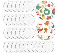 TAIANJI 30 Pcs Acrylic Keychain Keyring Blanks, Round Acrylic Transparent Circle Discs 7.5cm x 2mm, Circles With a Hole for Diy Keychain Ornament Coaster Painting Carving Gift