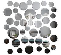 TAIANJI 40PCS Various Round Mirror Sheets for Walls, Flexible Mirror Sheets Acrylic Mirrors Sheet Circle Acrylic Removable Decal Stickers Suitable for Decorative Scenes