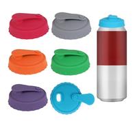 TAIANJI 6 Pcs Silicone Soda Can Lids, Reusable Can Lids for Fizzy Drinks Spill Proof for Drinks Universal Size for Coke Juice Beer