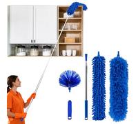 TAIANJI Feather Duster Extendable, Duster Cleaning Kit with Telescopic Pole Extended 97 Inch, Washable Bendable Dusters, Reusable Microfiber Dusters for Cleaning Cobwebs, Ceilings