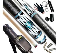 TaiBA cues Pool cue Stick + Hard Case, Multi-Weight System, Multilayer Leather Tip -12.5/11.5mm, 58", Hardwood Canadian Maple Professional Billiard Cue Stick