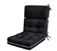 TaiBest Outdoor High Back Chair Cushion Waterproof Replacement Patio Cushion with Memory Foam and Ties for Adirondack & Rocking Chair (Black)
