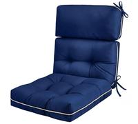 TaiBest Outdoor High Back Chair Cushion Waterproof Replacement Patio Cushion with Memory Foam and Ties for Adirondack & Rocking Chair (Blue)
