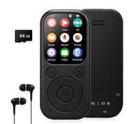 Taichaeu MP3 Player with Bluetooth 5.3 - Portable Music Player, FM Radio, Voice Recorder, with Wired Headphones for Sports, Running, Travel - Included 64GB Card, Expandable to 512GB