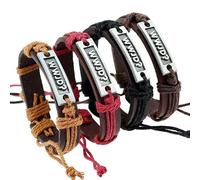 Taichell 4Pcs WWJD Bracelets for Men What Would Jesus do Bracelets Leather WWJD Bracelets Pack for Women