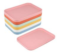 TAICHEUT 12 PCS Rectangular Fast Food Trays, 24 x 17cm Small Plastic Serving Trays for Restaurant, Cafe, Kitchen, Party Snacks, 6 Colors