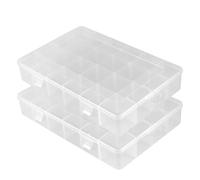 TAICHEUT 2 PCS 24 Grids Plastic Bead Storage Boxes, 33.5 x 22.4 x 5.7cm Bead Storage Box with Compartments, Bead Storage Containers for Screws, Beads, Nails, Jewelry, Handicrafts