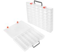 TAICHEUT 2 PCS 48 Grids Plastic Organizer Container Storage Box, Clear compartment Storage Box, Large Storage Box with Adjustable Dividers for Bead Button Jewelry Small Parts DIY Accessories