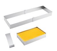 TAICHEUT 2 PCS Adjustable Rectangle Cake Tin, Stainless Steel Square Baking Mold with Divider and Spatula for Cakes, Pies, Pizza Baking and Decorating (27.5x18.5cm to 52.5x34cm)