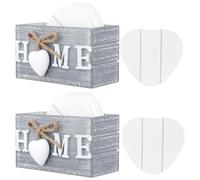 TAICHEUT 2 Set of 6 Wooden Heart Drink Coasters with Grey Storage Stand, Coffee Table Protector for Home Decor Housewarming Gifts